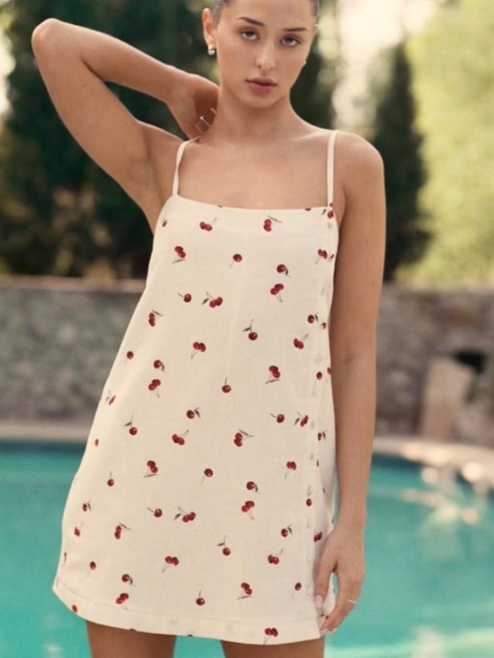 Abercrombie & Fitch White with Cherry Print Mini Dress
